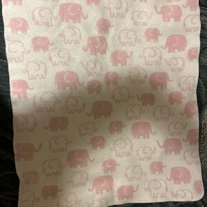 Pottery Barn Kids Pink and White Reversible Elephant Blanket